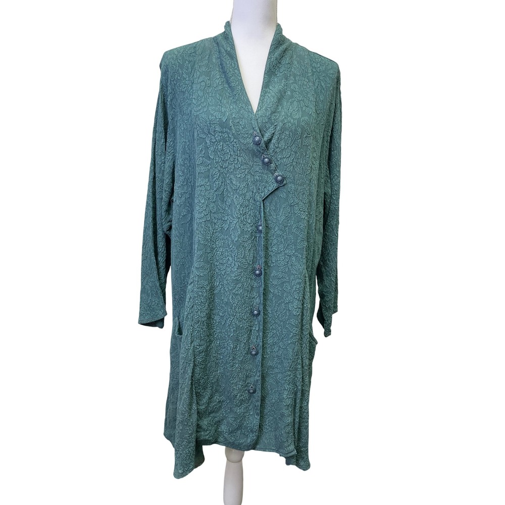 URU Kristine St Rrik Silk Jacquard Longline Jacket 2 Floral Lagenlook ArtToWear